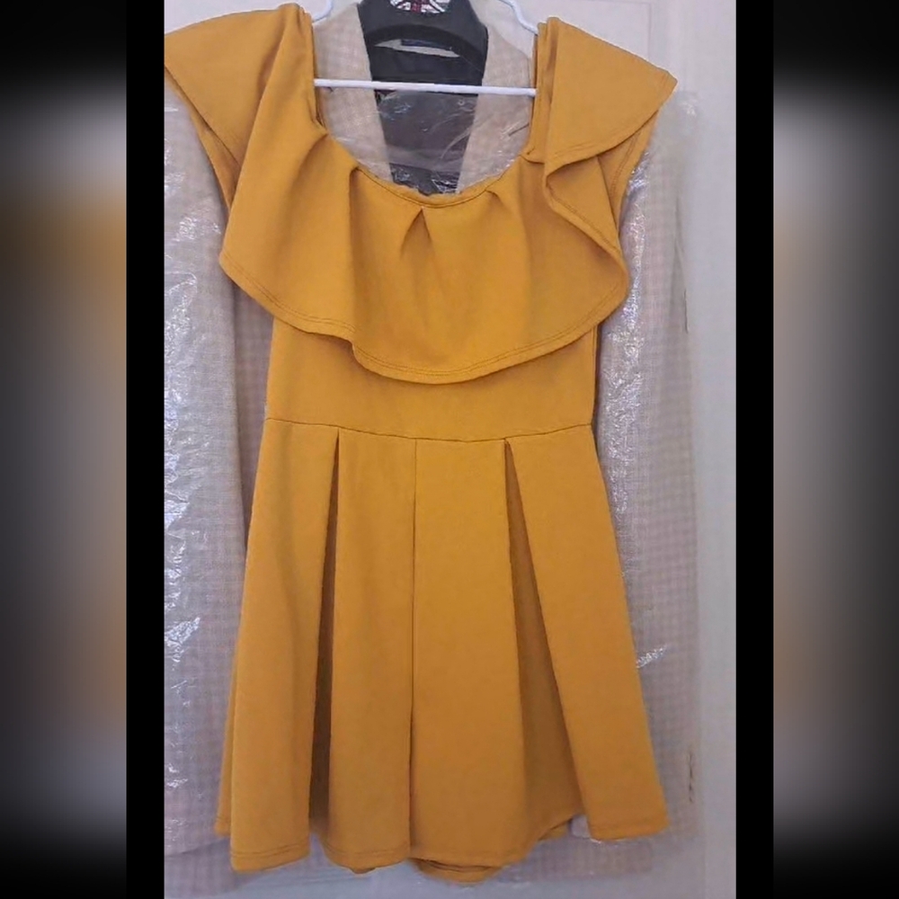 Romper - Mustard Fashion Nova Gold Sexy Romper / Off shoulder / On Shoulder- NWT